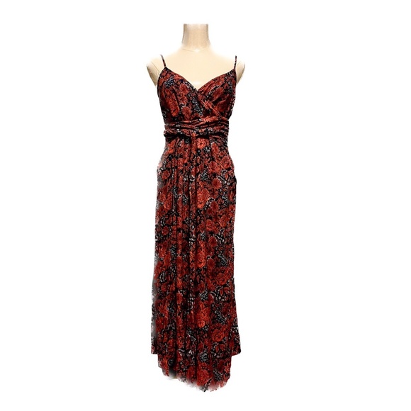 13056 Red Floral Cross Strap Dress